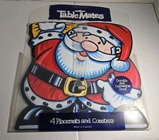 Set Of 4 Pimpernel Christmas Placemats Santa 12”x12”