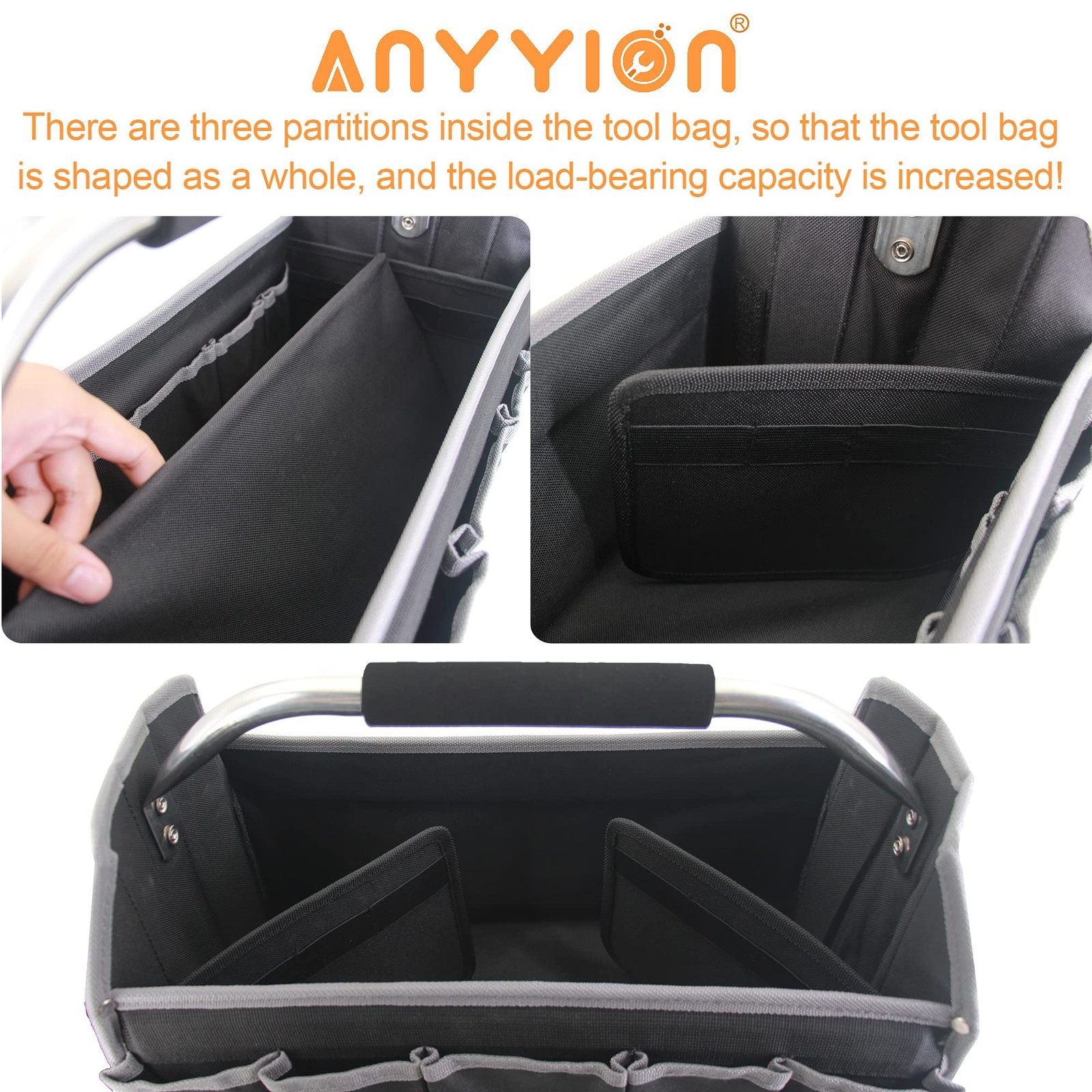 16.5in Tool Bag, Electrician Tool Bag, Open Top Tool Bags, Many Pockets Can H...