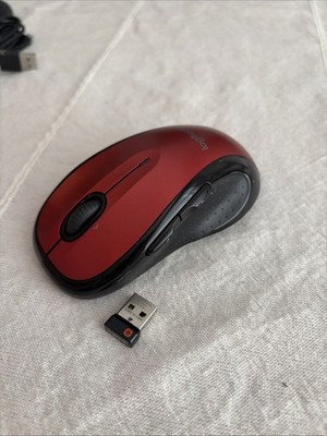 Logitech - M510 Wireless Laser Mouse Red Black Includes USB-A Unifying Receiver