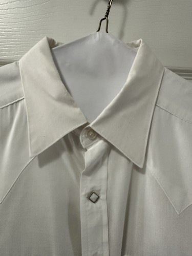 Vintage Rockmount Ranch Wear Shirt Medium Diamond White Snap Sawtooth Pocket USA - Bild 4 von 6