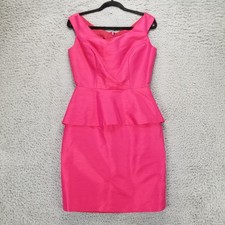 Alfred Sung Dress Womens 8 Pink Sleeveless Zip Back Peplum Polyester Sheath