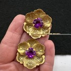 Vintage Rhinestone Flower Earrings Gold Tone Screw Back Prong Set — photo 5