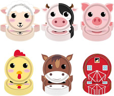 48Pcs Farm Animal Birthday Party Paper Plates Farm Birthday Decorations Chick...