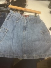 Vintage Y2K Old Navy Denim Cargo Mini Skirt A-Line Light Wash Size 2