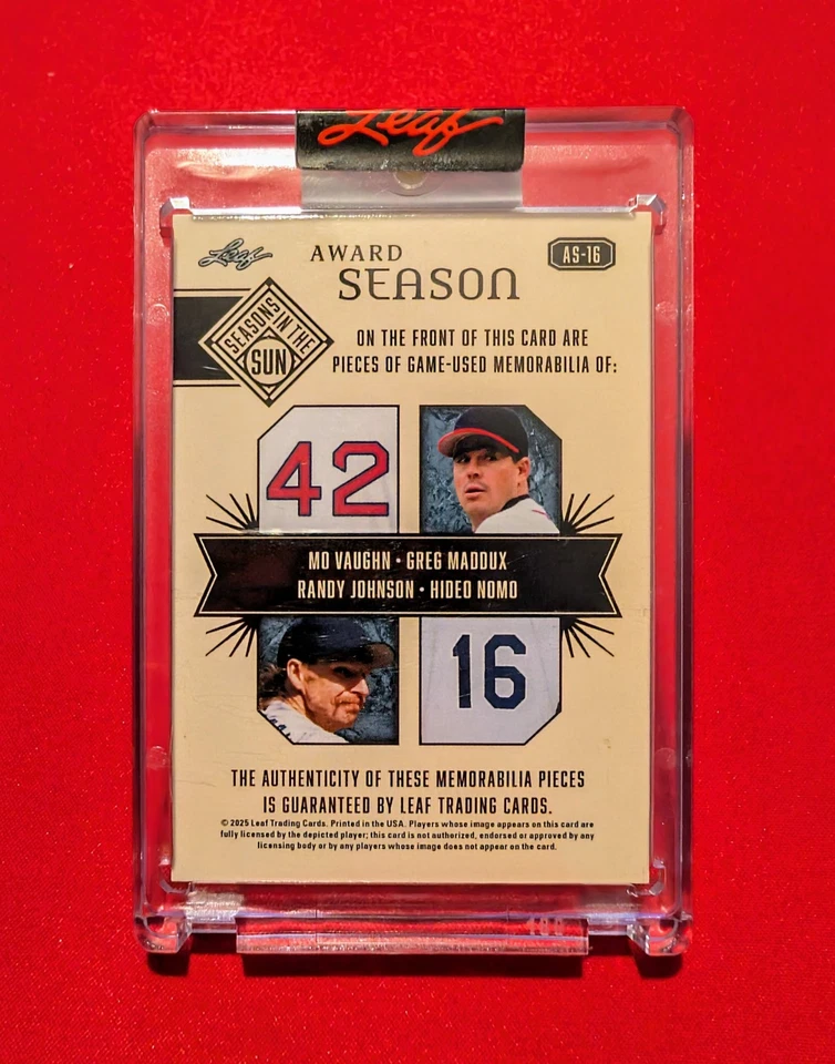 🔥2025 Leaf Seasons In The Sun 1995 Award Season /8 Vaughn/Maddux/Johnson/Nomo - Изображение 2 из 2