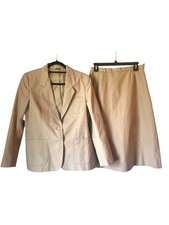 Gordon of Philadelphia Talbots Size 14 Tan Skirt Suit Set Blazer A Line Skirt