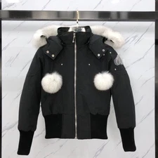 Womens Moose Knuckles Parka Puffer Down Jacket Ladies Fur Collar Waist Coat