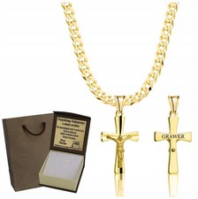 Collana da uomo in argento sterling 925 placcato oro 585 catenina con croce 