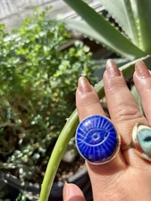 Magical Lapis Lazuli Eye Ring Size 10 Sterling Silver Super Power Psychic