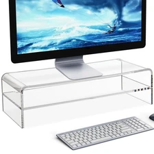20in Large Acrylic Monitor Stand, 2-Tier Premium Large Laptop Stand, Acrylic ...