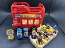 ELC Happyland Double Decker Red & Gold London Bus Toy Playset & 10 Figures