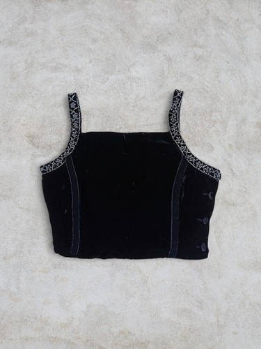 Emporio Armani, Emporio Armani 1999 Vintage Archive Korsett schwarz Samt Perlen verziert Top S