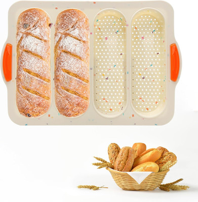 French Bread Hoagie Sub Roll Baking Pans 4-slot, Non Stick Silicone Mould Mold T