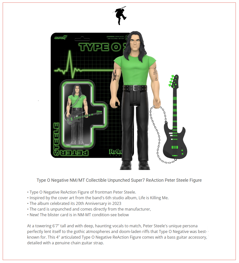 Type O Negative NM/MT Collectible Unpunched Super7 ReAction Peter
