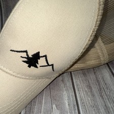 Khaki Baseball Hat With Embroidered Mountains And Tree