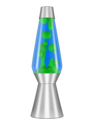 Custom Cool 27'' LAVA Lamp - Silver Base/Cap Yellow Wax/Blue Liquid