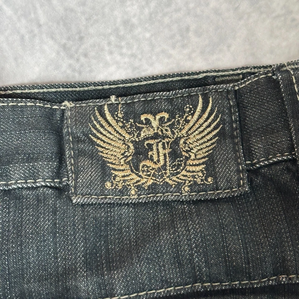 Pantalones de mezclilla Y2K Fusai para hombre 38 lavado oscuro rectos de diseñador bolsillo con cremallera Foto 3 de 4