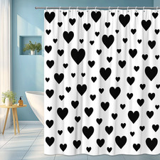 Black Heart Shower Curtain for Bathroom Decor