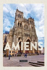 Holzschild 18x12 cm Amiens France Schloss Reiseziel Bildmotiv Reisemotiv Abenteu