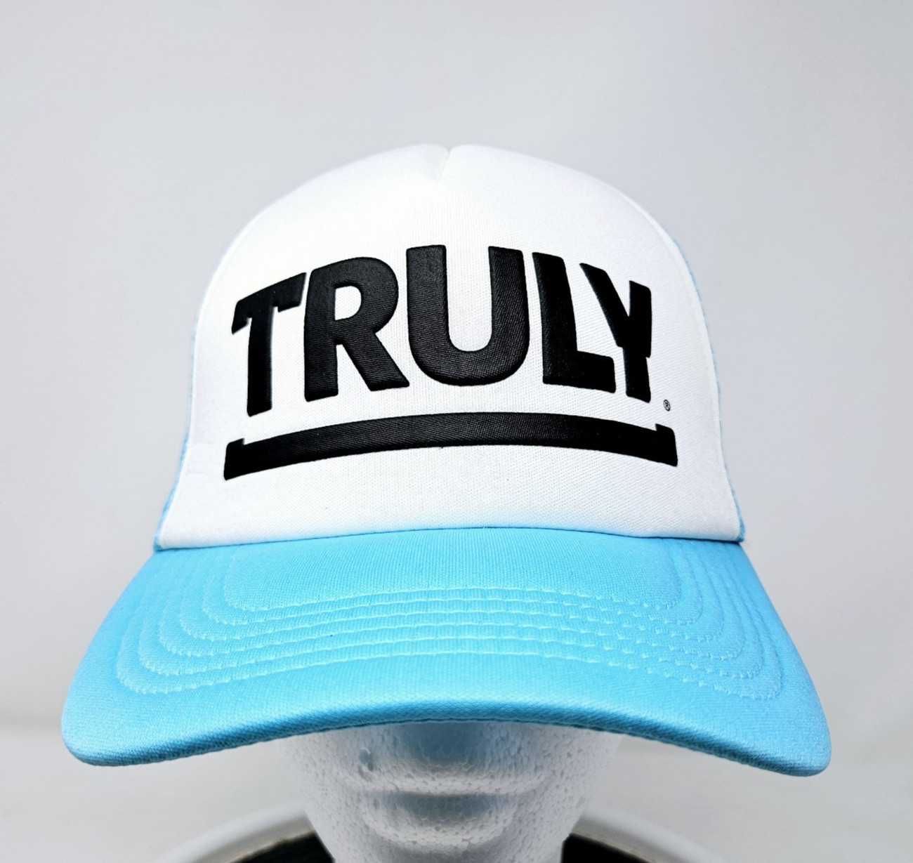 Truly Hat Adjustable Snapback Mesh Trucker Cap Color Light Blue White One Size