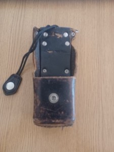 Motorola Portable Radio Belt Holder Leather Black Vintage Case Snap Close