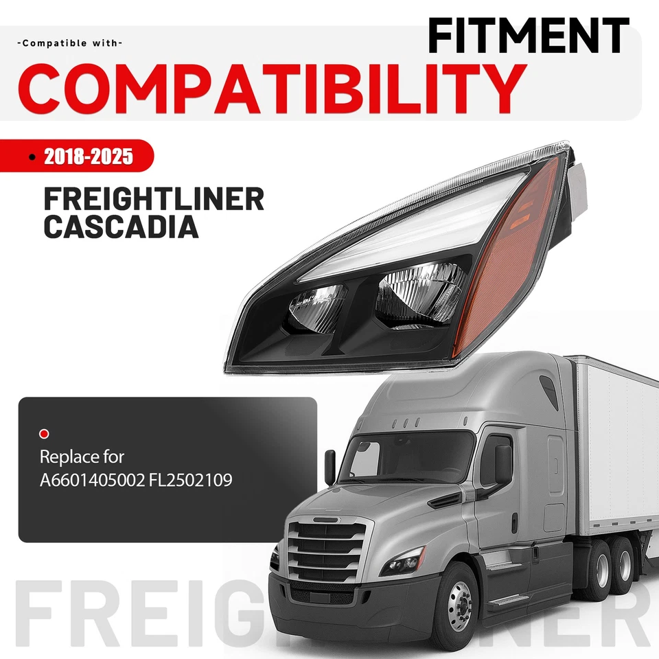 Fit Freightliner Cascadia 2018-2025 Full LED Driver Side Headlight Headlamp - Image 2 of 4