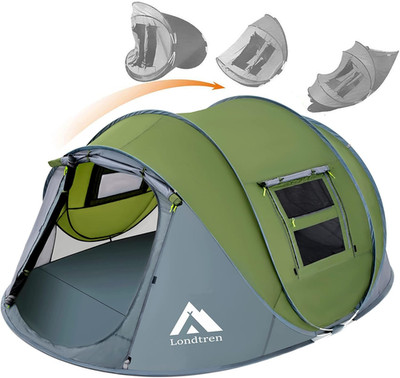Instant 4-Person Waterproof Pop-Up Tent with 2 Doors for Camping & Hiking