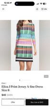 Women’s Large Eliza j Multi Colored Geometric Jersey Dress New With Tags