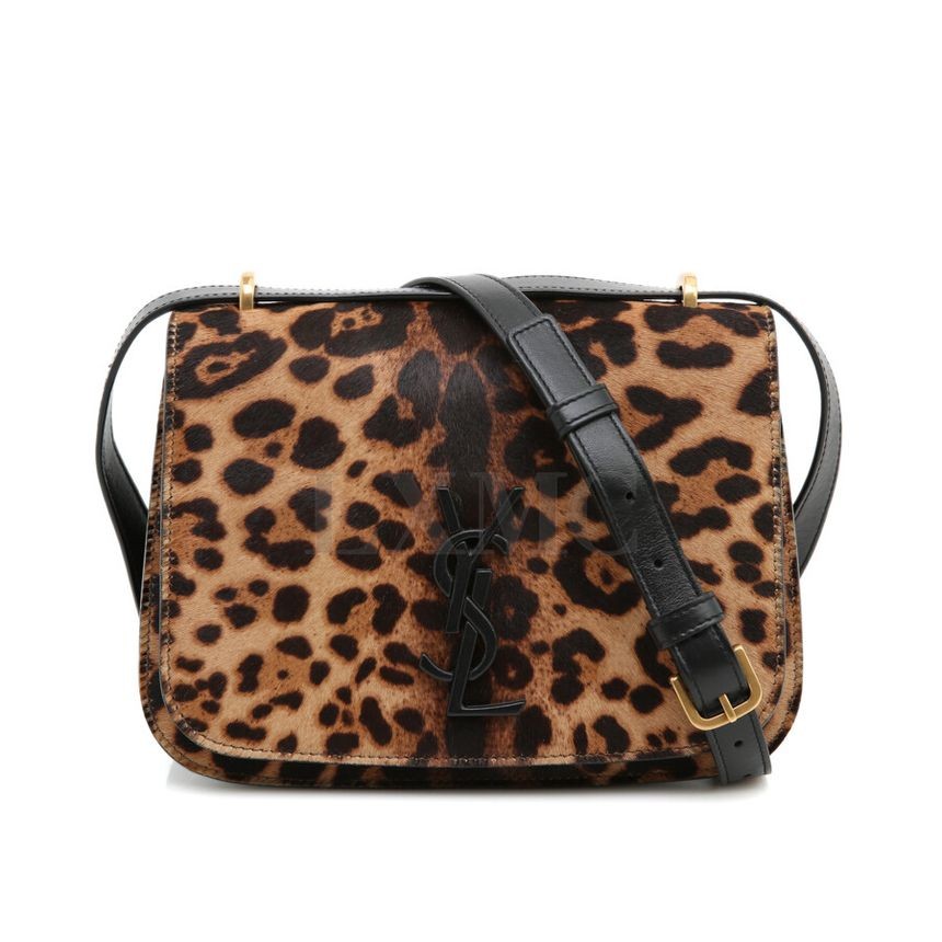 Borsa a tracolla Saint Laurent Monogram Spontini con patta leopardata 512853