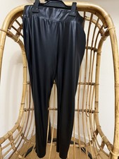 Lipsy Black Leather Look Leggings Size 12