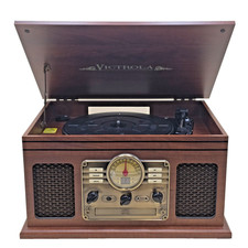 Victrola VTA-200B 6-in-1 Bluetooth Turntable Record Player CD Radio AUX   Works