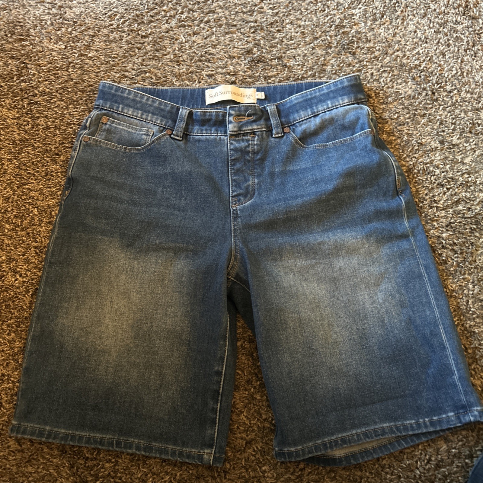 Soft Surroundings Women Pull On Denim Bermuda Jean Shorts Size  Medium