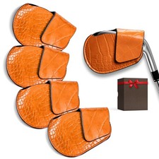 Magnetic Golf Iron Club Head Covers Set of 5, Premium CrocodileEmbossed PU Le...