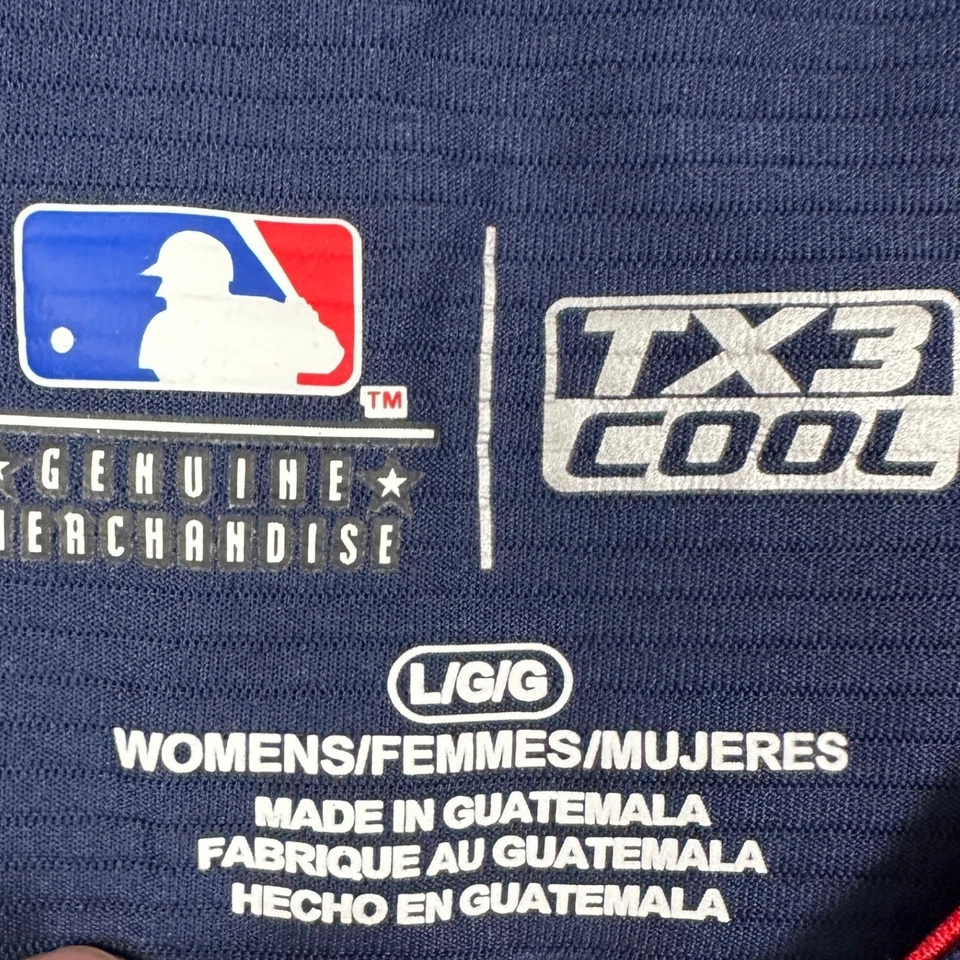 Camiseta de béisbol Cleveland Indians para mujer grande azul cuello en V TX3 genial NUEVA Foto 4 de 4