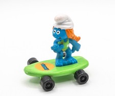 1996 Hardee's Surfin' Sassette on Skateboard - Vintage Peyo Smurfs Premium Toy