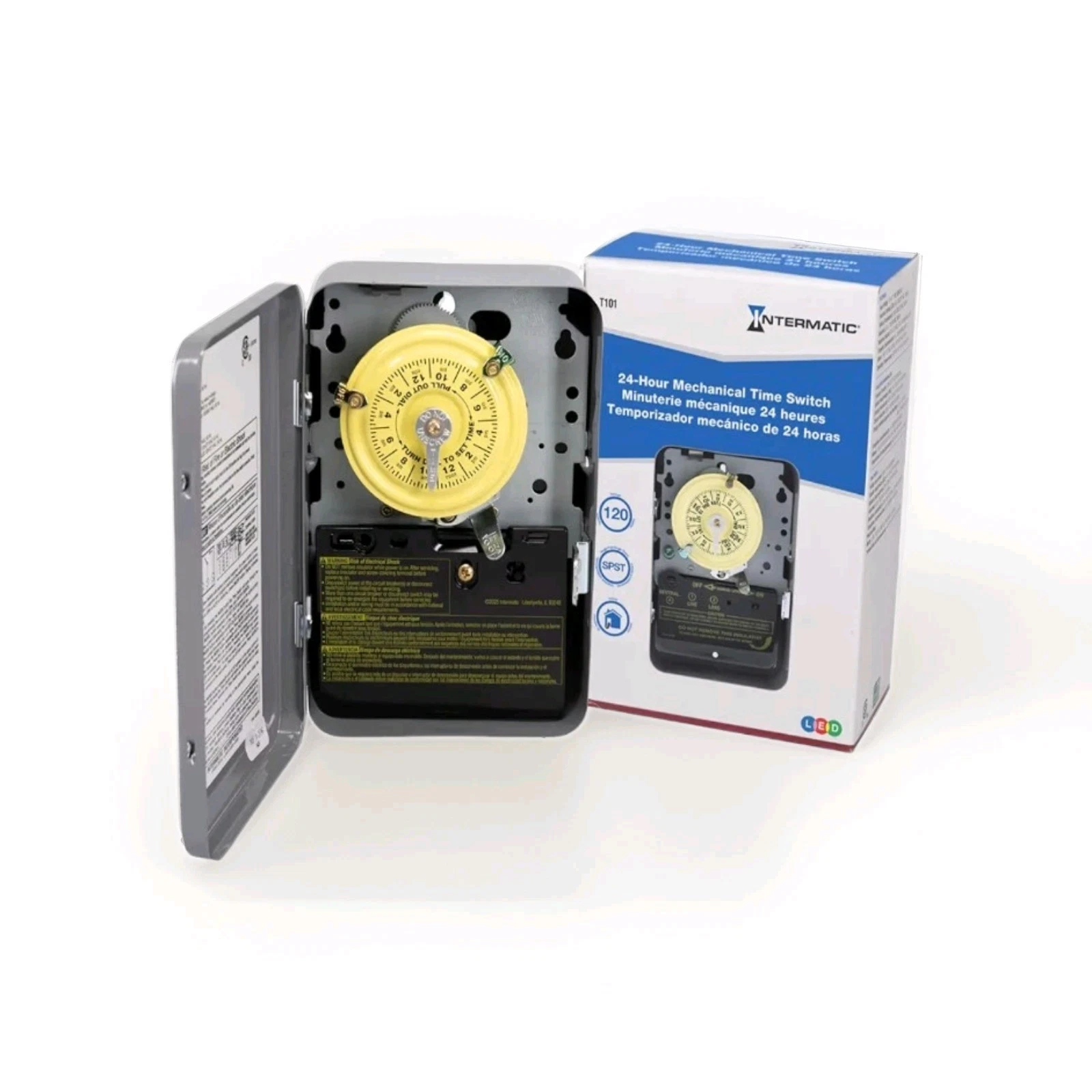 Intermatic T101 24-Hour Mechanical Timer Switch - 120V SPST With Metal...