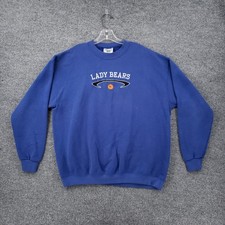 VINTAGE Lee Lady Bears Sweatshirt Mens XL Blue Heavyweight Fleece Crewneck USA