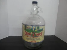 CHERRY SMASH SODA FOUNTAIN SYRUP JUG PAPER LABEL ARLINGTON VIRGINIA CLEAR  GLASS