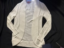 Lilly Pulitzer Large Amalie Cardigan Knit White Viscose Open Front 