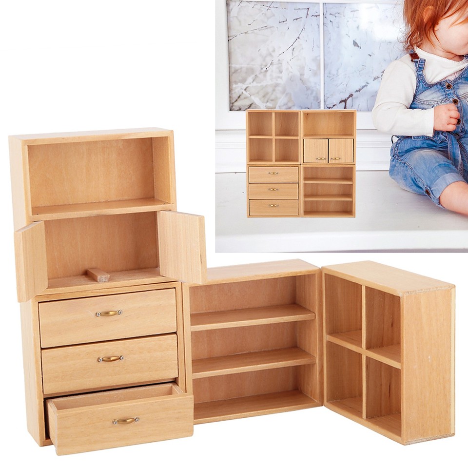 Armoire Miniature En Bois 1:12 – Meuble Maison De Poupée – Blanc – Déco Salon Ou Chambre