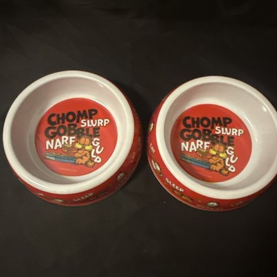 Nostalgic Garfield Pet Bowl Small Dog Or Cat Food Water 7 Dish Set Of 2 NEW! Fun