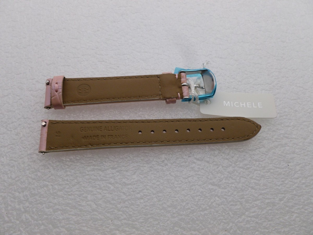 Genuine Michele 16mm Glossy Pink Alligator Watch Band Strap 