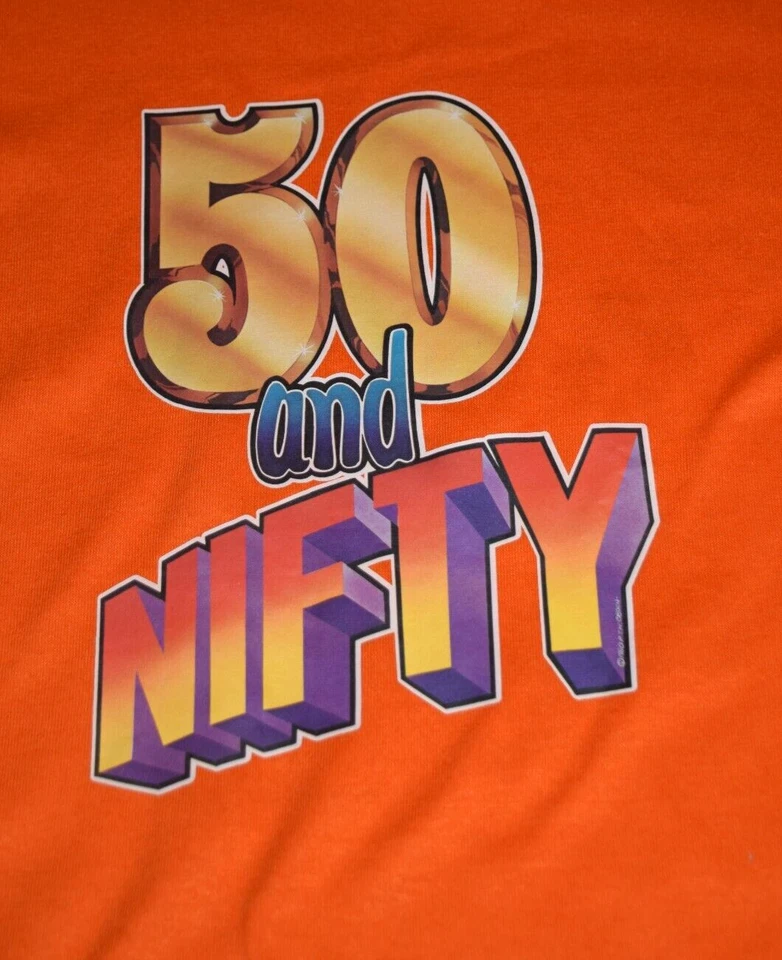 Camiseta Vintage Jerzees Talla M/L Años 80 Estadísticas Edad 50 y Camisa Naranja Inficante Foto 3 de 4