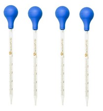 4Pk 5ml Glass Graduated Dropper Pipettes Lab Dropper with Blue Rubber Cap Scale