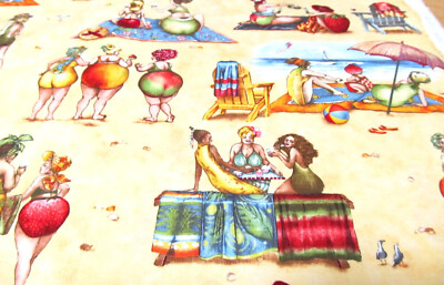 Fruit ladies  Dicke Frauen  allover  Patchworkstoff  Baumwolle  50x110cm