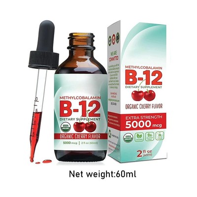 Organic Methyl Vitamin B12 Liquid (Extra Strength & Vegan 5,000 mcg)
