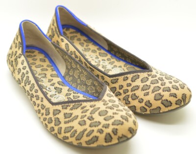 Rothy s The Flat Round Toe Shoes Womens Size 8 Leopard Cheetah Print Slip On