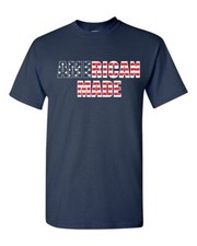 AMERICAN MADE Flag Patriotic USA America TWO COLOR PRINT Men's Tee Shirt 1265