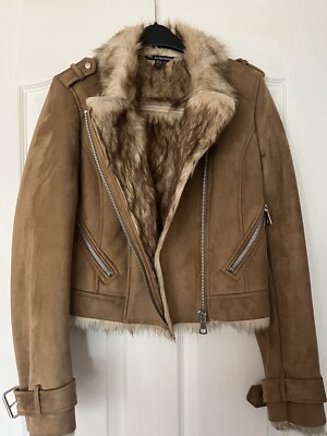 Women’s Zara Suede Fur Zip Jacket Size M UK