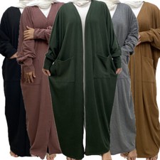 Dubai Turkey Women Open Kaftan Long Dress Muslim Cardigan Kimono Abaya Caftan